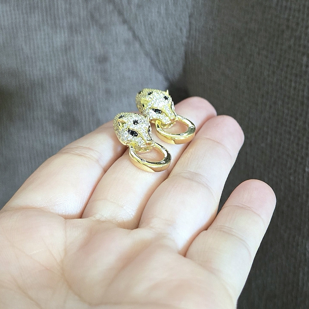 Cote d'Argent Cheetah Grasping Gold💛 Ring⭕️ Earrings - Picture 15 of 16